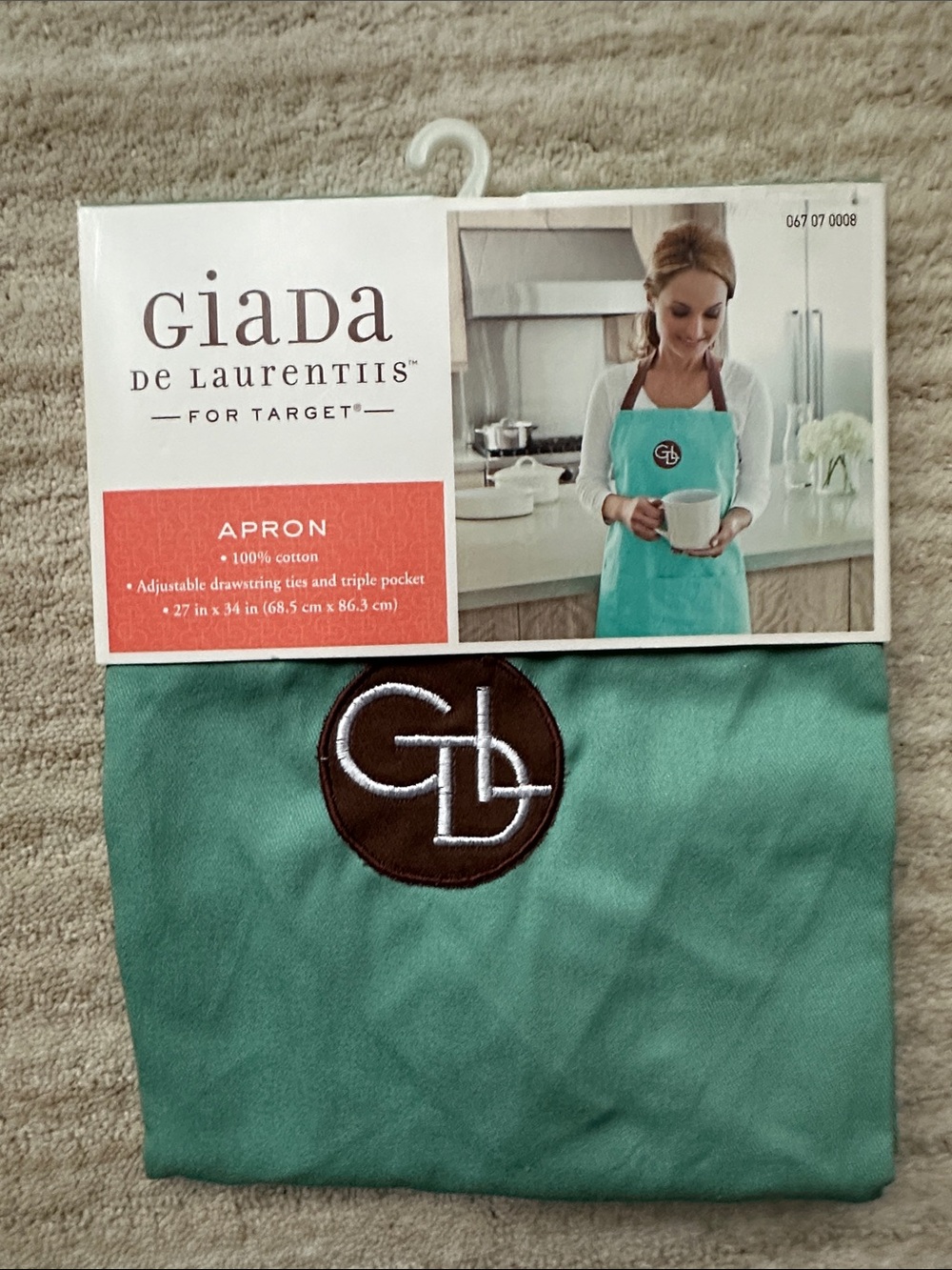 Giada De Larentiis Target Apron Cotton Adjustable Drawstring Ties Triple Pockets